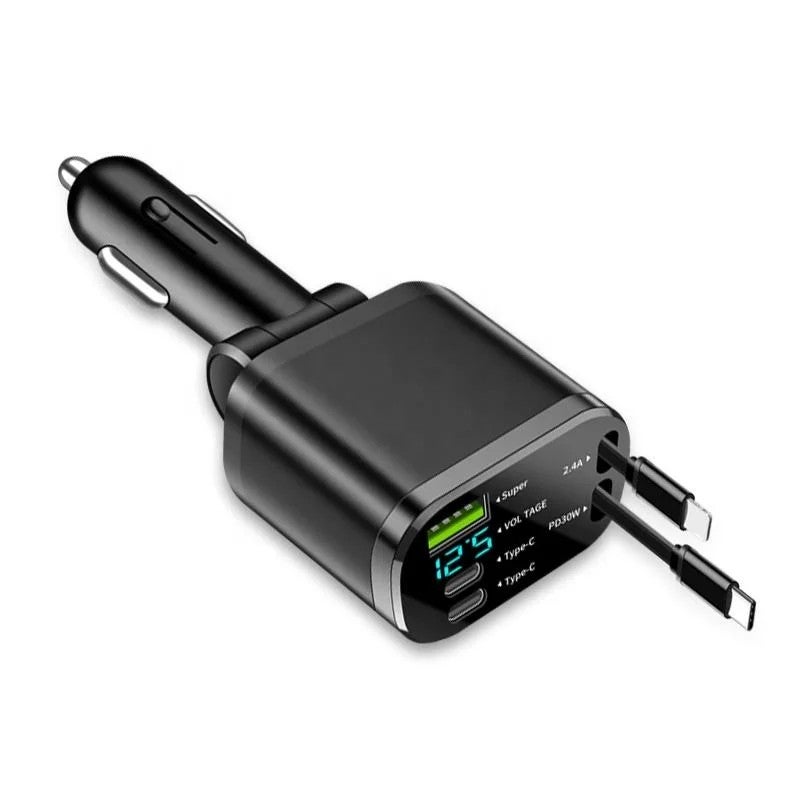 Bluejw 65W 5-Port USB Car Charger Adapter - Fast Charging QC 3.0, Type-C PD 3.0, 12V/24V Automobile Charger for Phones, Tablets & More - Image 1